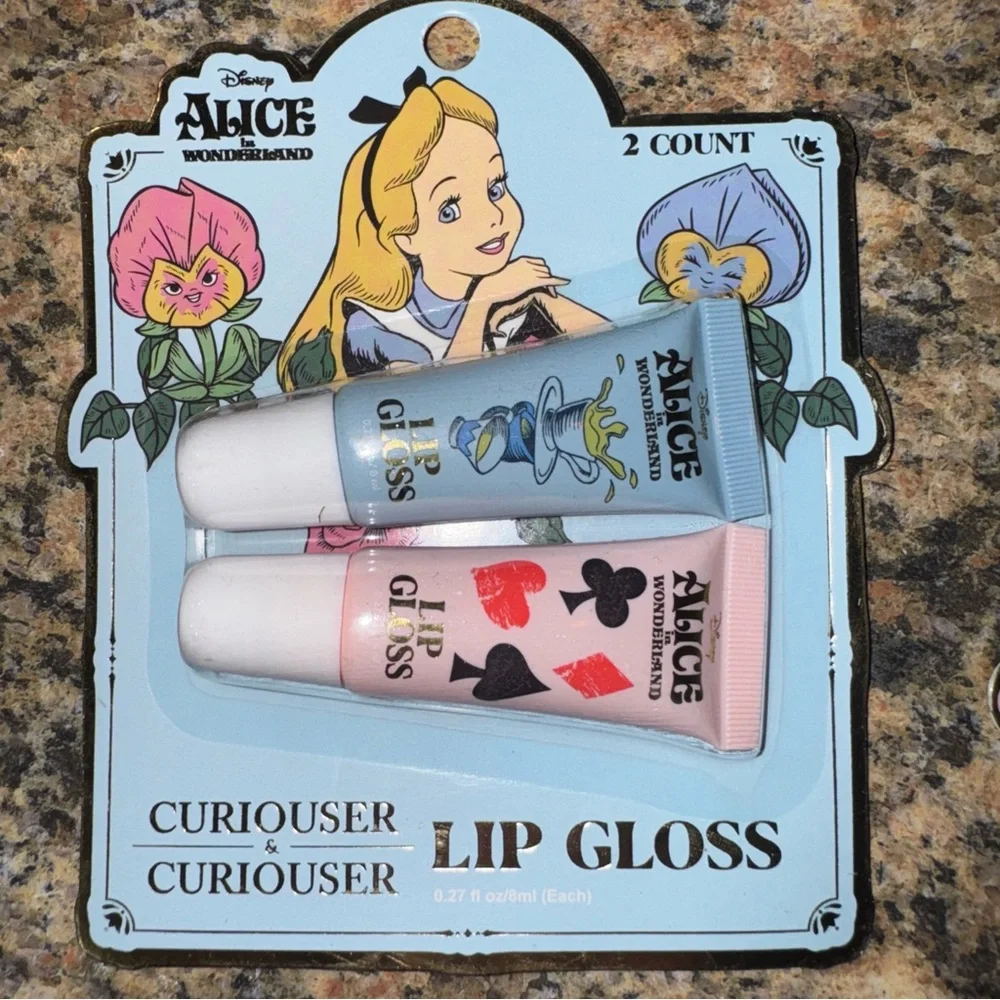 Disney Alice in Wonderland Makeup Lip Set Lip Cheshire Cat Gloss Lip Balm kids